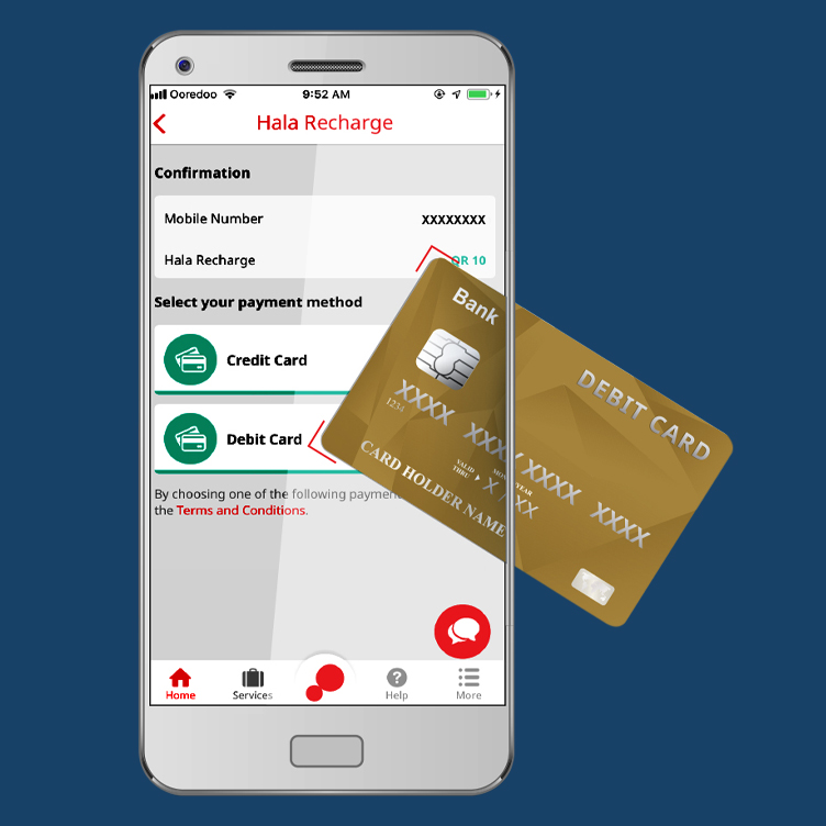 Recharge Hala with debit or credit cards with Ooredoo 