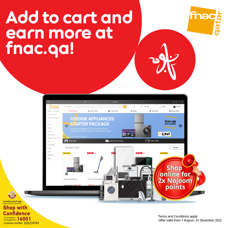 Add to cart and earn more points at Fnac with Ooredoo Nojoom