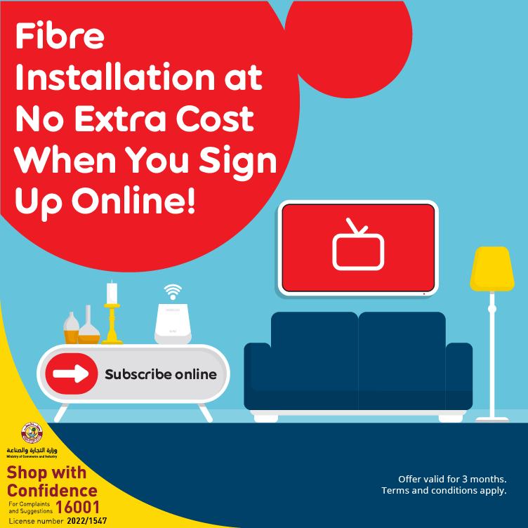 Fibre installation at no extra cost promotion with Ooredoo ONE