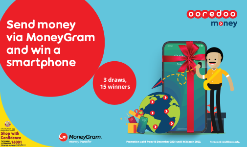 Send Money via MoneyGram and win a smartphone with Ooredoo Money 