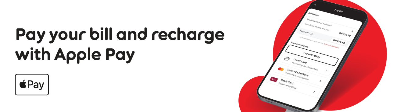 Pay your bill and recharge with Apple pay for Ooredoo Postpaid and Prepaid