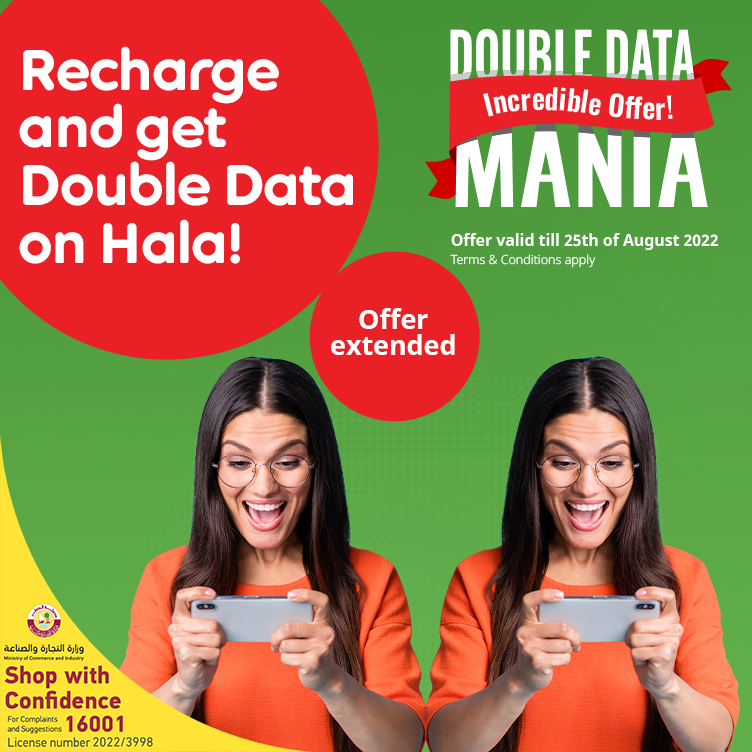 Recharge and get double data promotion with Ooredoo Hala Prepaid Plans