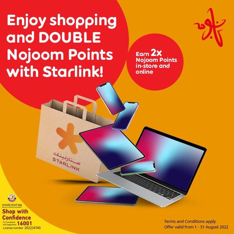 Earn double points at Starlink with Nojoom from Ooredoo