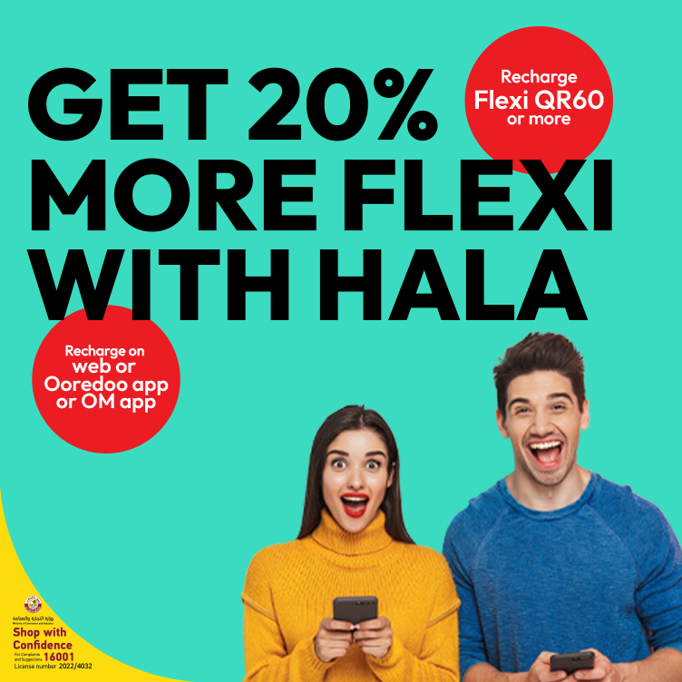 Get 20% extra flexi points from Ooredoo Hala Prepaid Plans
