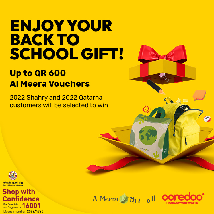 Enjoy your back to school gift up to QR 600 Al Meera voucher with Ooredoo Postpaid Plans 