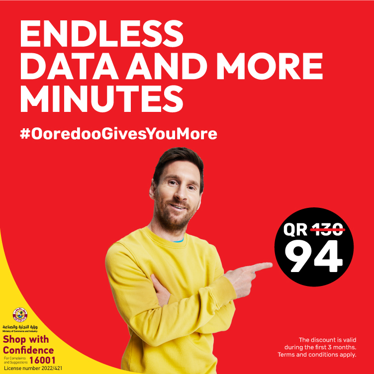 Save up to QR 270 when you buy a SIM online with Ooredoo Postpaid Plans