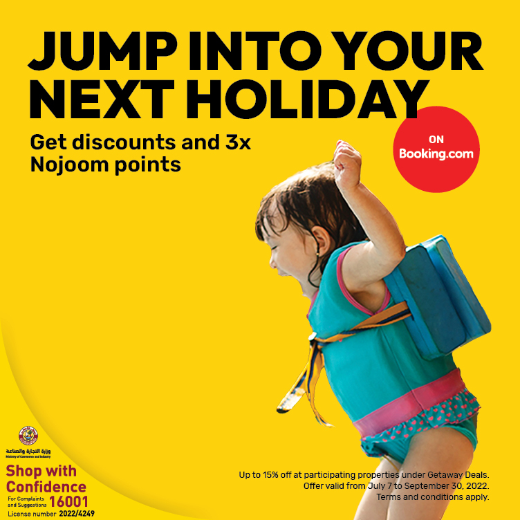 Get special rates and triple Nojoom points with Booking.com from Ooredoo