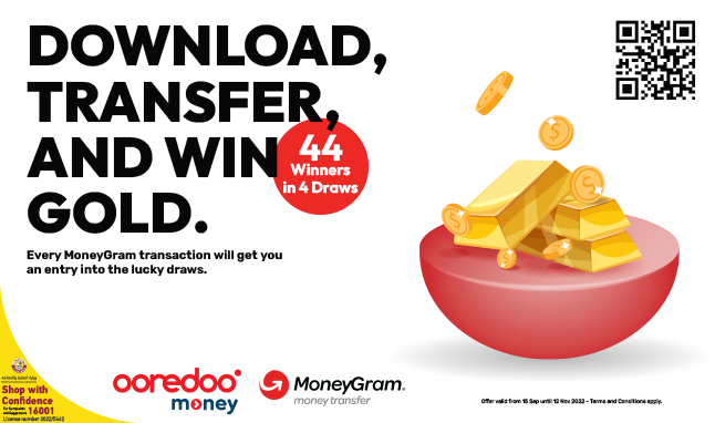 Download Ooredoo Money app, transfer, and win gold with Ooredoo Mobile Money 