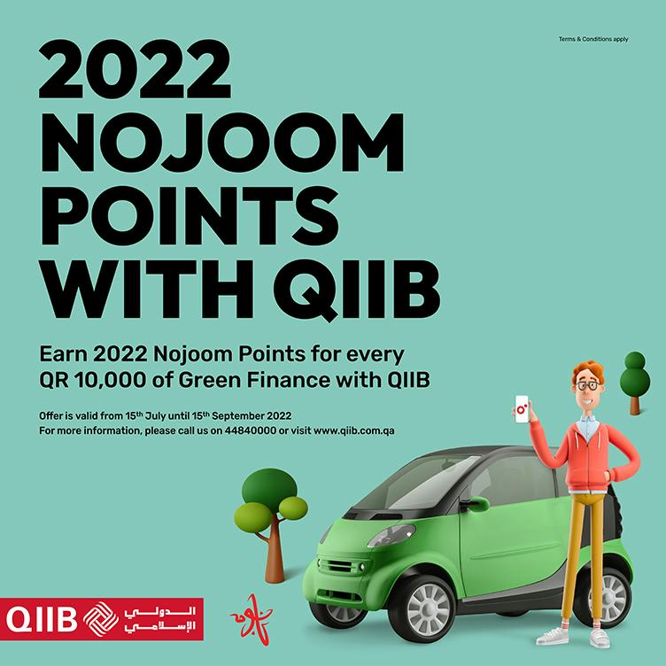 Earn 2022 Nojoom points with Green Finance from QIIB and Ooredoo Nojoom