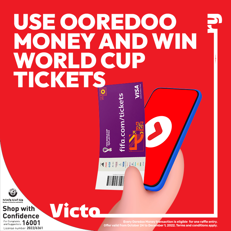 Use Ooredoo Money app and win world cup tickets from Ooredoo