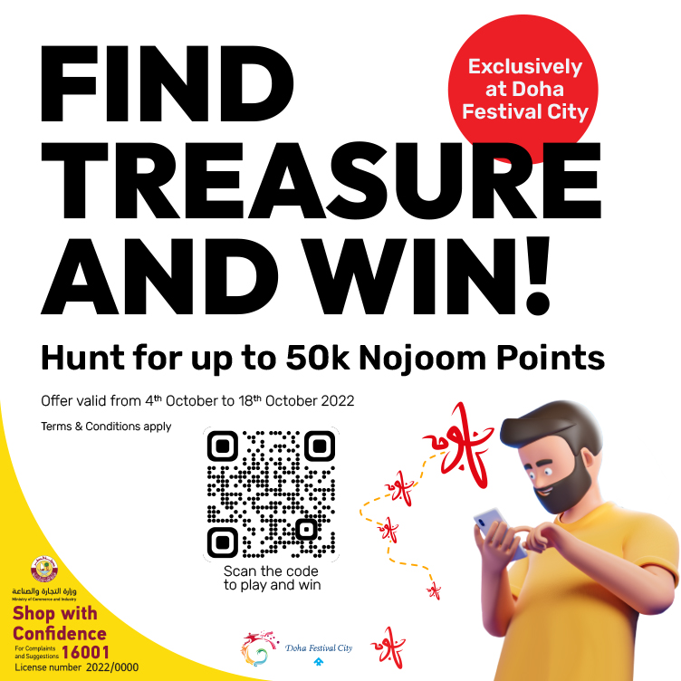 Find treasure and win up to 50,000 Nojoom Points with Ooredoo and Doha festival City Mall