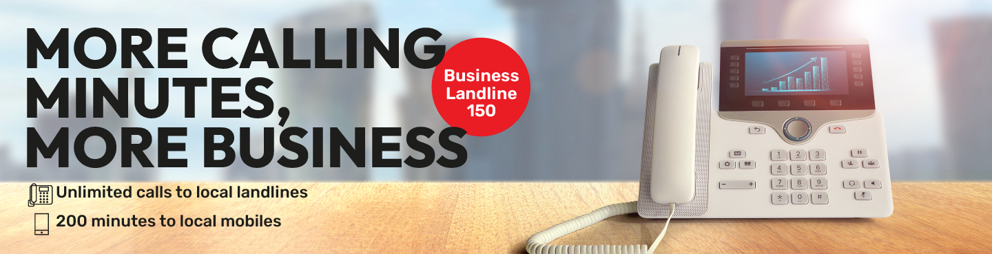 Get unlimited calls to local landlines and 200 minutes to local mobiles with Business landline 150 from Ooredoo Business.