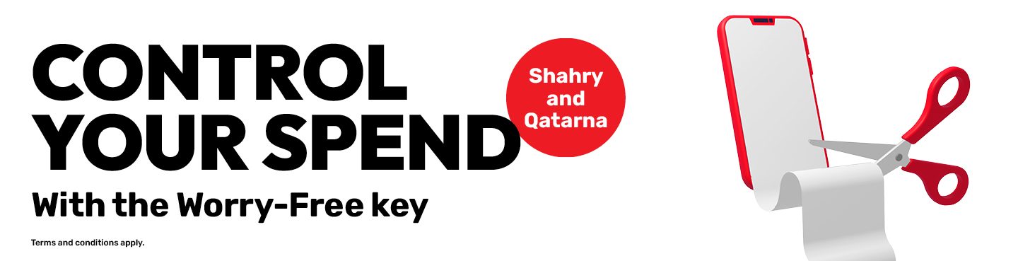 Control your spend with worry-free key on Postpaid plans Shahry and Qatarna from Ooredoo
