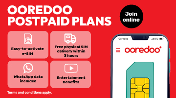 Join online and get easy to activate e-sim, free physical sim delivery, whatsapp included, and entertainment benefits from Ooredoo postpaid plans