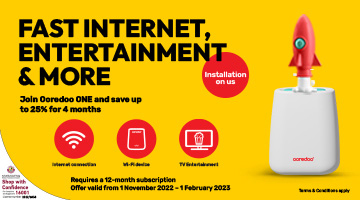Join Ooredoo ONE and save 25% for 4 months and get fast internet, entertainment and more from Ooredoo home internet 
