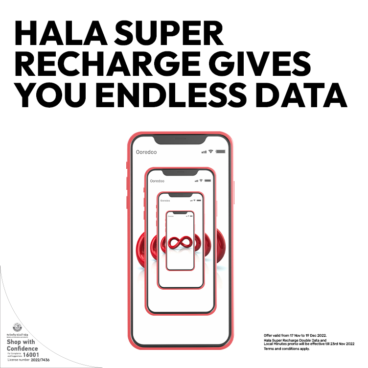 Hala super recharge gives you endless data from Ooredoo Prepaid