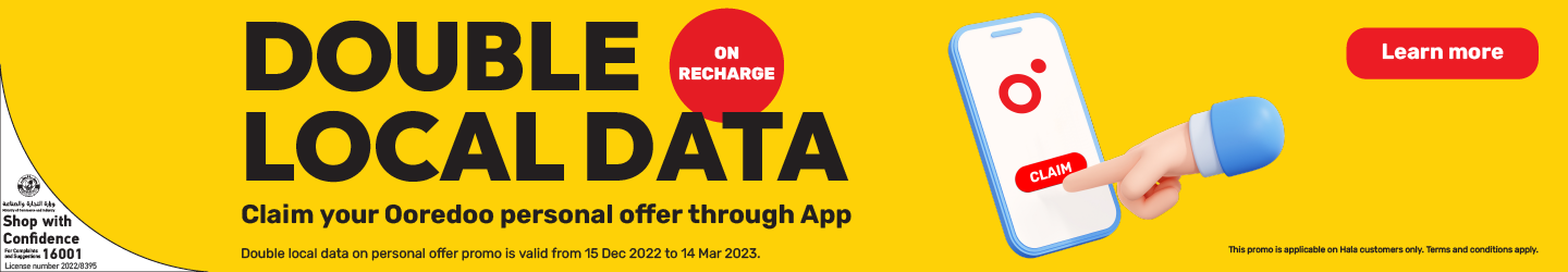Get double local data when you claim your Ooredoo personal offer through app from Ooredoo Prepaid