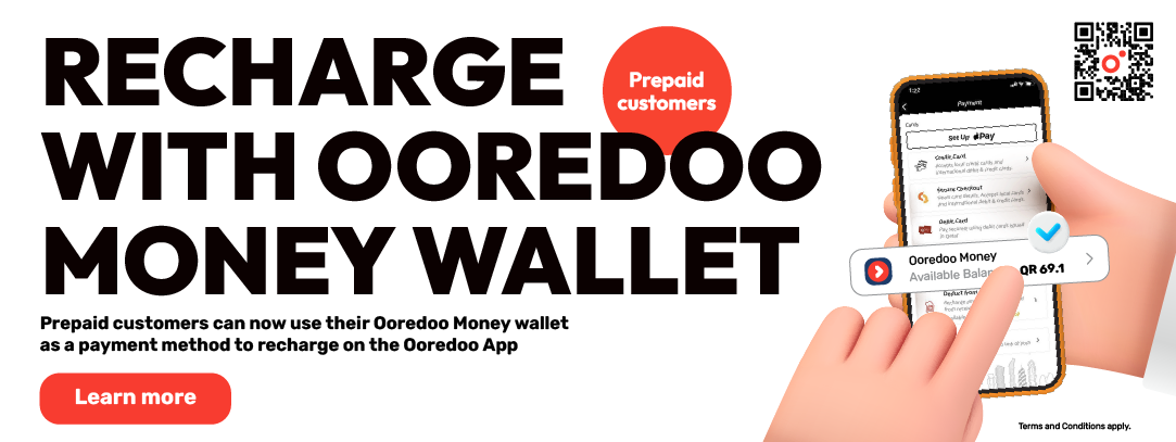 Recharge prepaid with your Ooredoo money wallet on the Ooredoo app