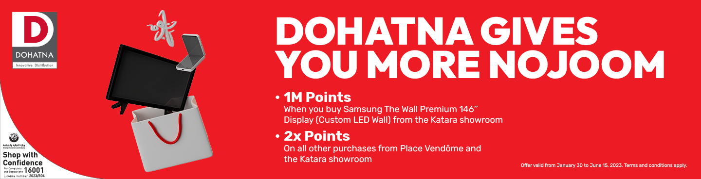 DOHATNA gives you more Nojoom, 1 million points and double points from Ooredoo