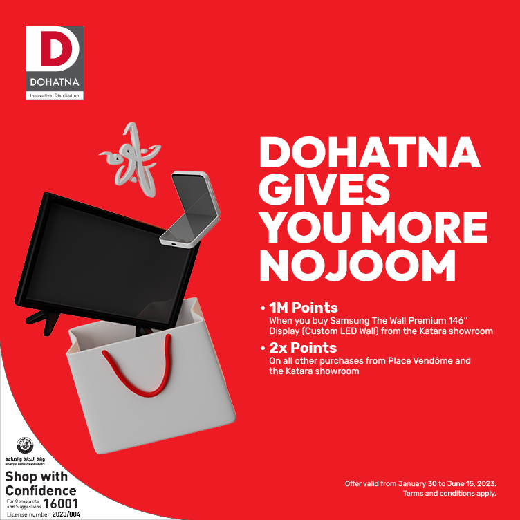 DOHATNA gives you more Nojoom, 1 million points and double points from Ooredoo