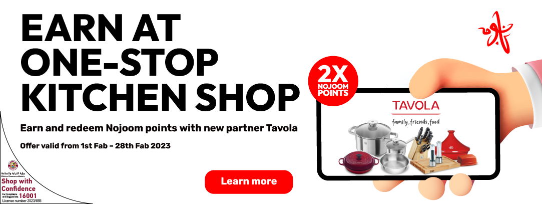 Earn and redeem Nojoom points at one-stop kitchen shop Tavola from Ooredoo