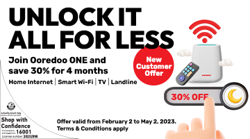 Get it all with Ooredoo ONE, save 30% for 4 months and installation on us from Ooredoo