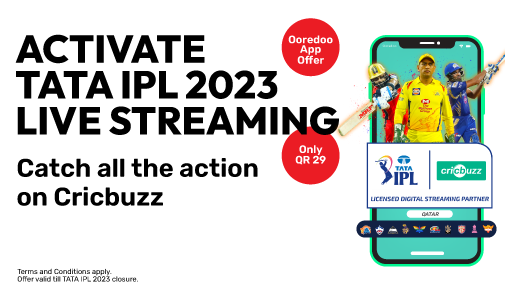Activate TATA IPL 2023 Live streaming and catch all the action on Cricbuzz with Ooredoo