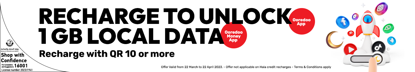 Recharge to unlock 1 Gb local data for Hala prepaid plans from Ooredoo this Ramadan 2023