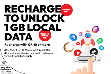 Recharge to unlock 1 Gb local data for Hala prepaid plans from Ooredoo this Ramadan 2023