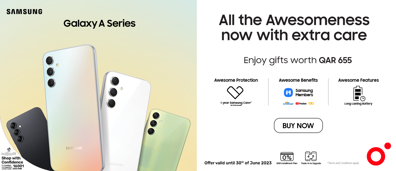 Latest devices are here earn 2x Nojoom points on all new Samsung Galaxy A Series from Ooredoo