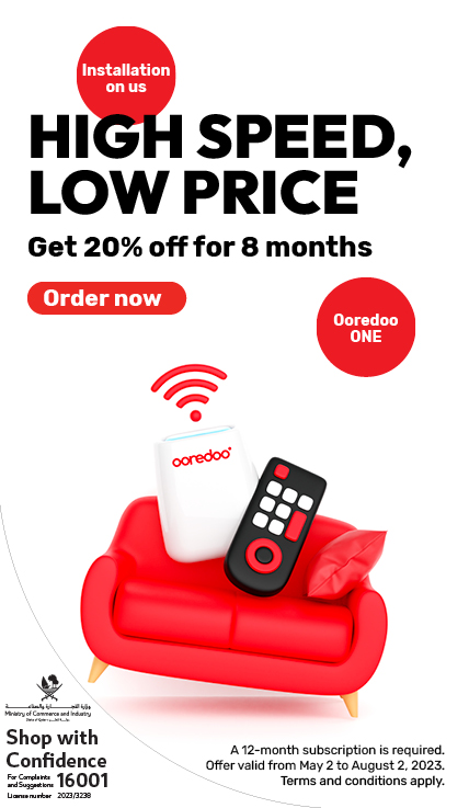High speed, low price, get 20% off for 8 months and installation with Ooredoo ONE