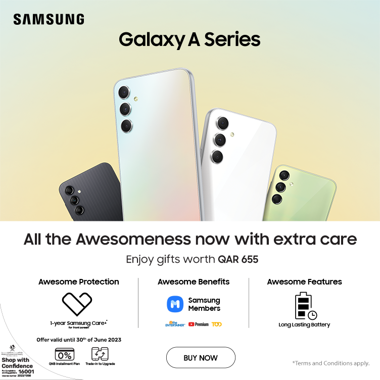 Latest devices are here earn 2x Nojoom points on all new Samsung Galaxy A Series from Ooredoo