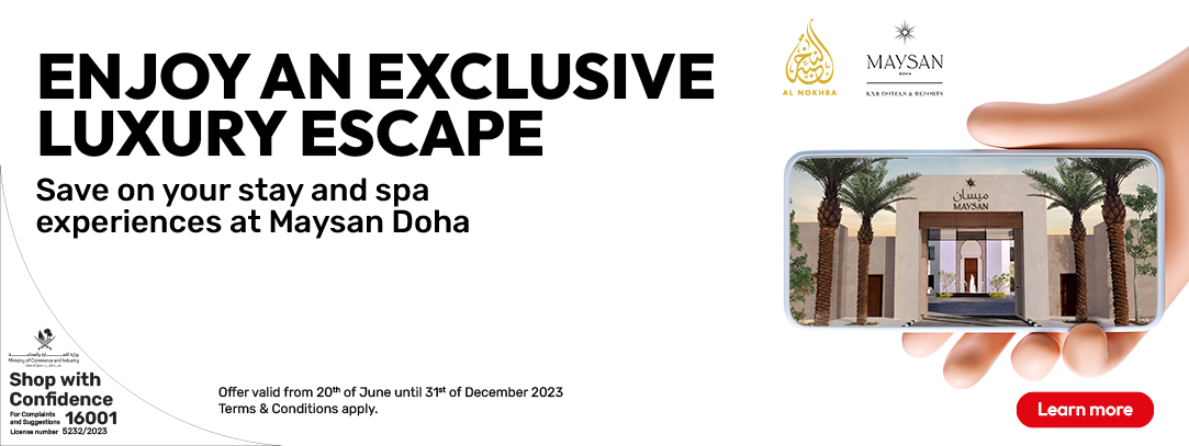 Save on room rates and spa services at Maysan Doha with Ooredoo Nojoom