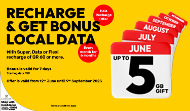 Recharge and get bonus local data with Ooredoo Prepaid Plans