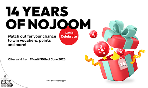 Watch out for your chance to win vouchers, points, and more to celebrate 14 years of Nojoom from Ooredoo