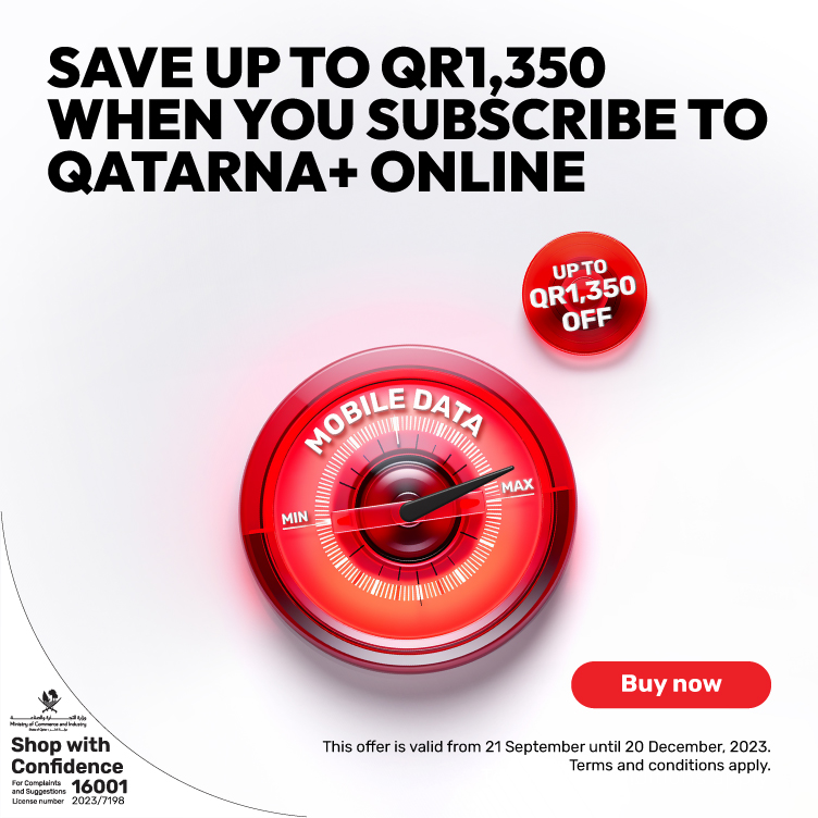 Save up to 1,359QR when you subscribe to qatarna+ online with Ooredoo postpaid plans