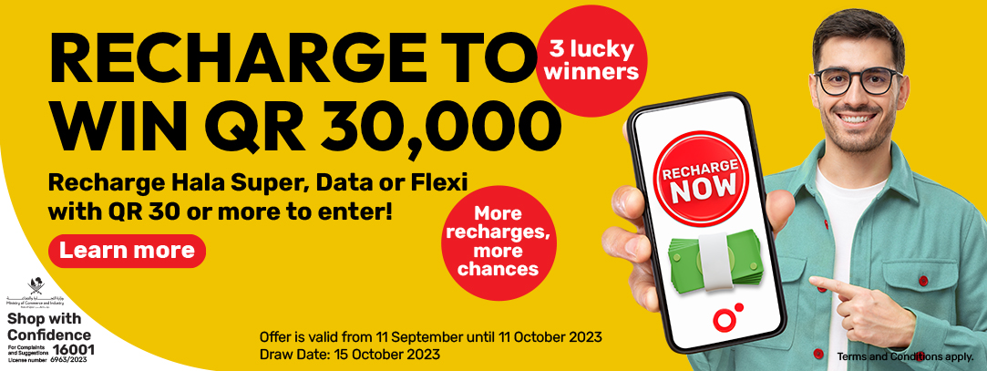 Recharge to win QR 30,000 from Ooredoo Hala Prepaid Plans