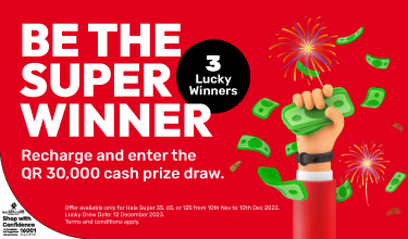 Recharge and enter the QR 30,000 cash prize draw with Ooredoo