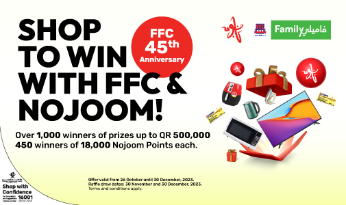 Shop to win with FFC & Nojoom with Ooredoo