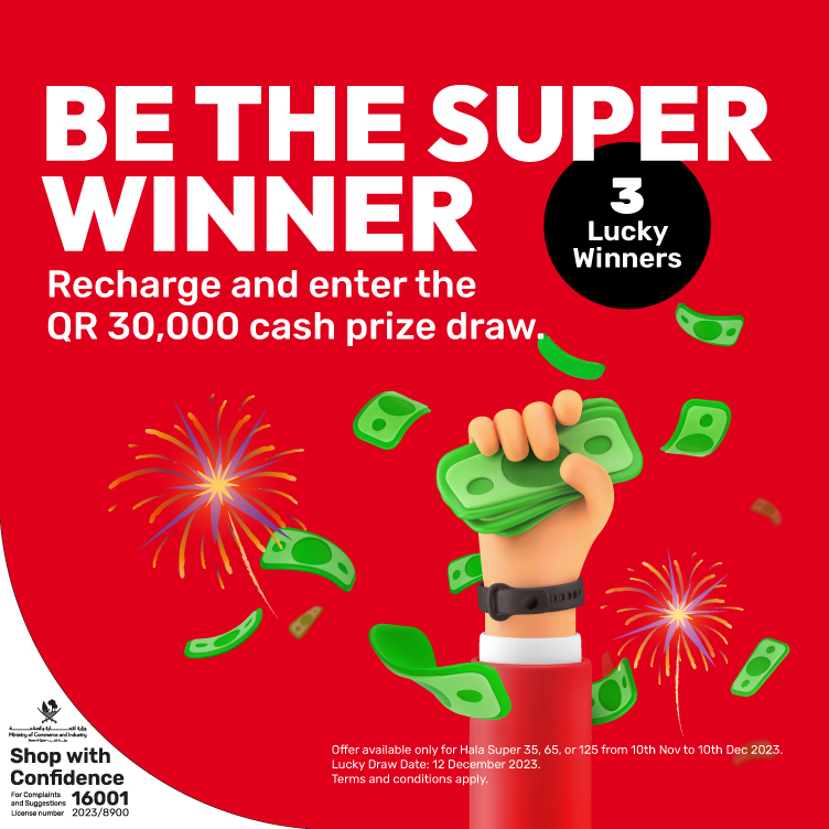 Recharge and enter the QR 30,000 cash prize draw with Ooredoo