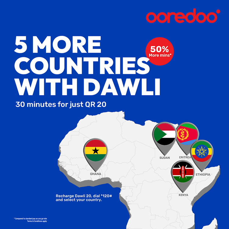5 more countries with dawli from Ooredoo