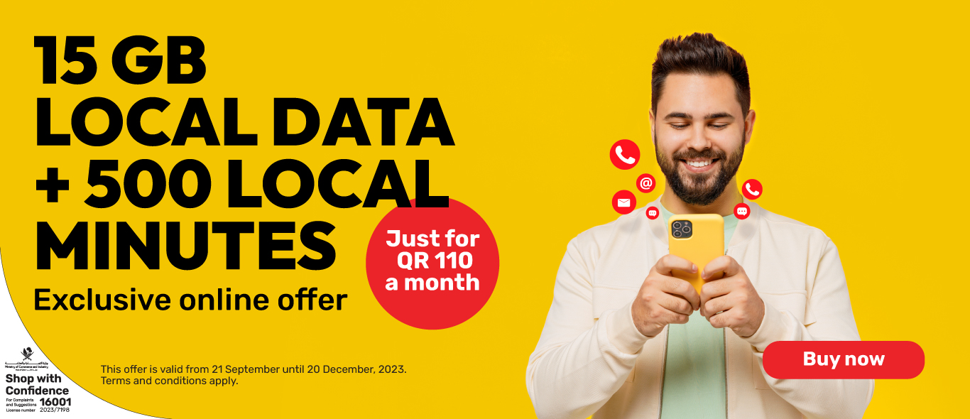 Get 15GB local data & 500 local minutes for QR110 a month with Ooredoo postpaid plans