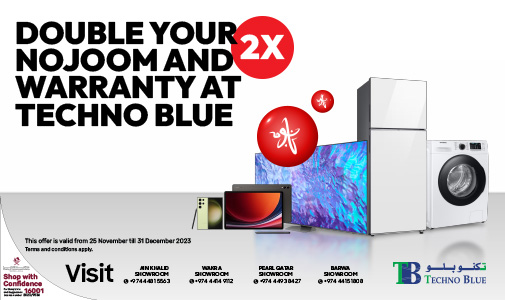Double your nojoom and warranty at techno blue with Ooredoo nojoom