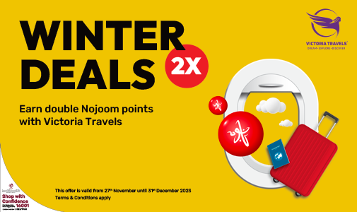 Book your holidays through Victoria Travels and get double Nojoom points from Nojoom Ooredoo