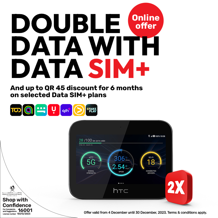 Double data with DATA SIM+ from postpaid Ooredoo