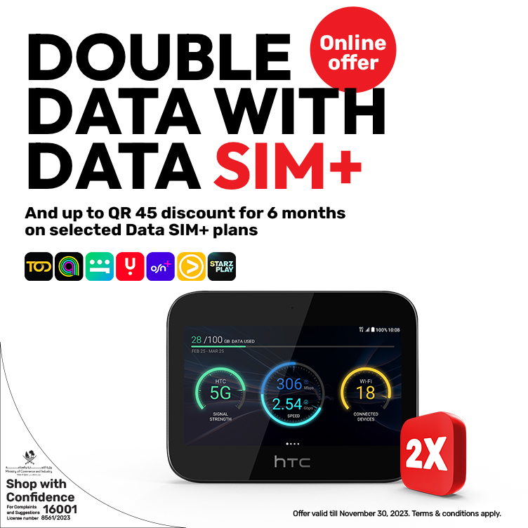 Unlimited roaming in 27 countries with Data SIM+ Platinum with ooredoo postpaid plans