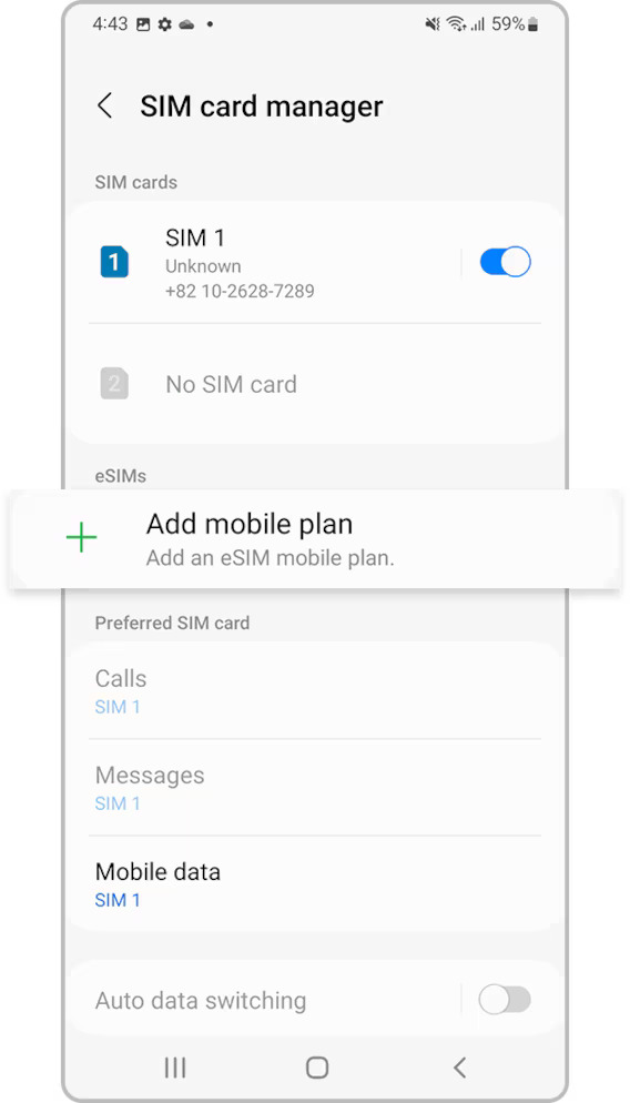 activate an eSIM step 3